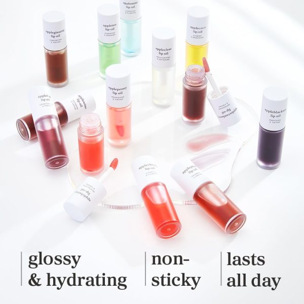 ⁦NOONI Korean Vegan Appleseed Lip Oil - Applepeony | Long-Lasting, Moisturizing, Plumping, Revitalizing for Dry Lips, Waterproof, No Peel Off, Hydrating, Nourishing Crystal Clear, 0.12 FL Oz⁩ - الصورة ⁦5⁩