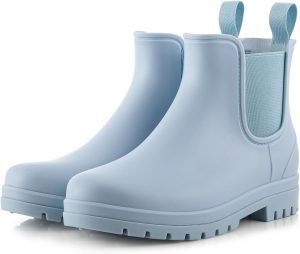 planone Short Rain Boots Women Orthopedic Wide Width Fashion Waterproof Chelsea Boots for Women Outdoor Garden Shoes Ankle Muck Boots for Ladies Non Slip Work Shoes Rubber Boots with Comfort Insole