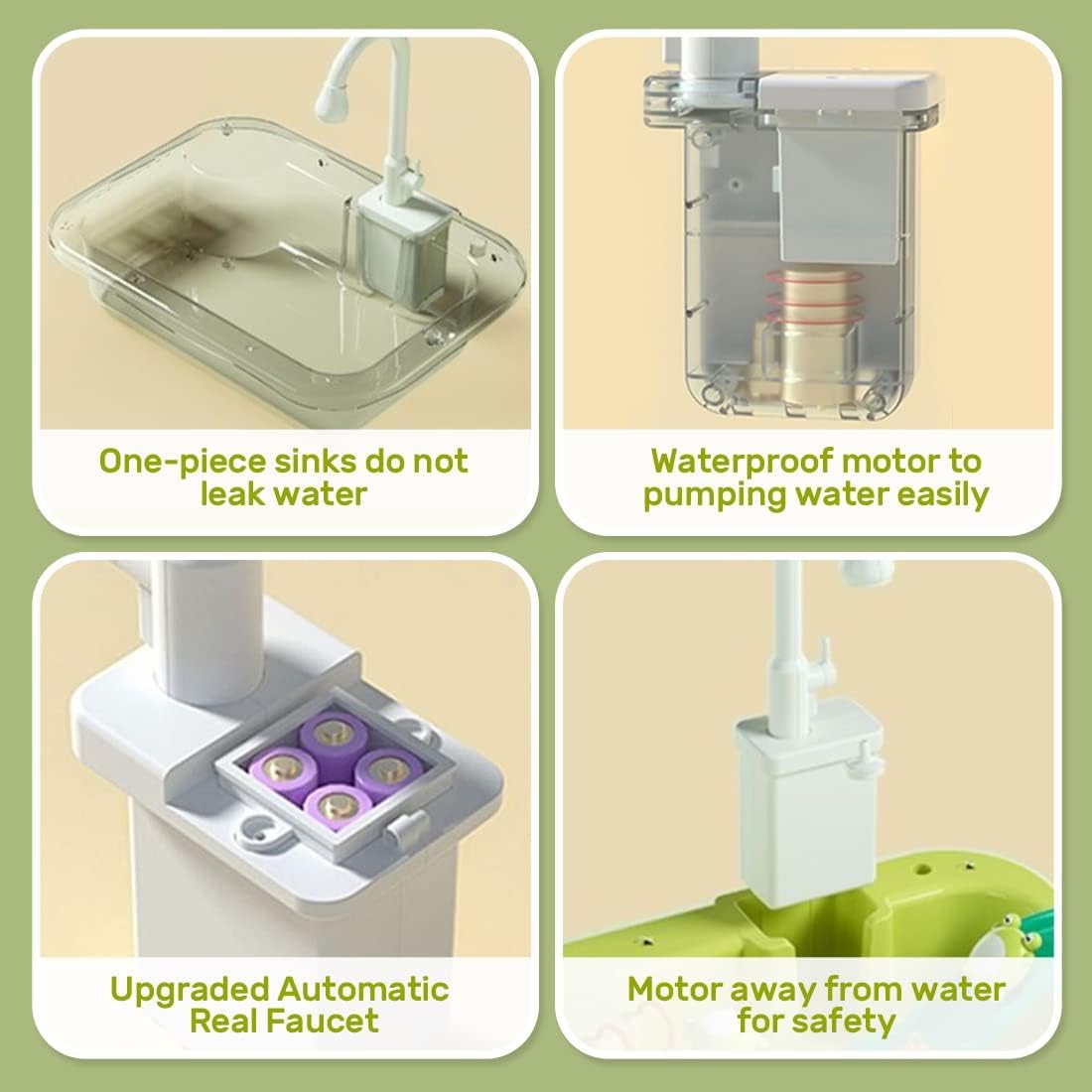 CUTE STONE Play Sink with Running Water, Kitchen Sink Toys with Upgraded Electric Faucet, Play Kitchen Toy Accessories, Pool Floating Fishing Toys for Water Play, Kids Role Play Dishwasher Toy 9 CUTE STONE Play Sink with Running Water, Kitchen Sink Toys with Upgraded Electric Faucet, Play Kitchen Toy Accessories, Pool Floating Fishing Toys for Water Play, Kids Role Play Dishwasher Toy - الصورة 9