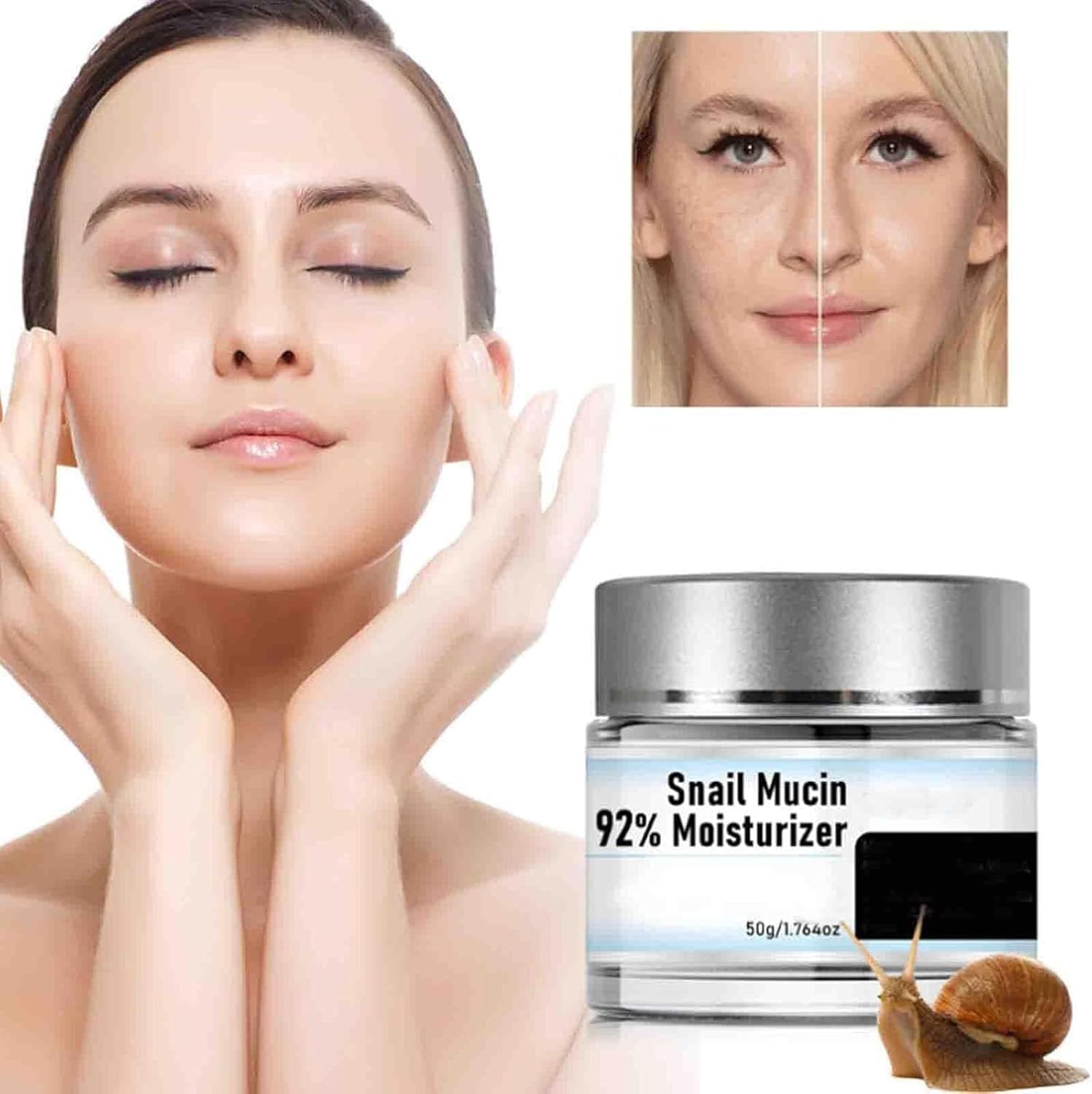 Snail Moisturizer Face Cream - Snail Mucin 92% Moisturizer, Reduce Fine Lines Wrinkles,Long-Lasting Moisturizing, Repair Face Gel Cream For Dry, Mucin Essence Toner, for Anti-Aging, Skin Tightening 5 Snail Moisturizer Face Cream - Snail Mucin 92% Moisturizer, Reduce Fine Lines Wrinkles,Long-Lasting Moisturizing, Repair Face Gel Cream For Dry, Mucin Essence Toner, for Anti-Aging, Skin Tightening - الصورة 5