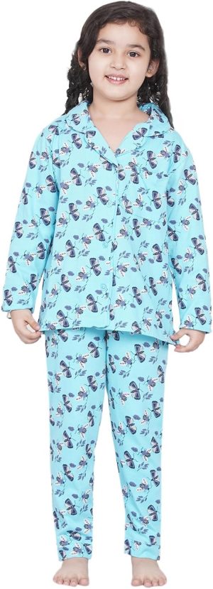 Lauren Smith Girl's Pajama Set Long Sleeve Buttoned Top with pants 2 Piece Printed Sleepwear Cotton Girls Soft Pjs Lounge Set Kids nightwear sets