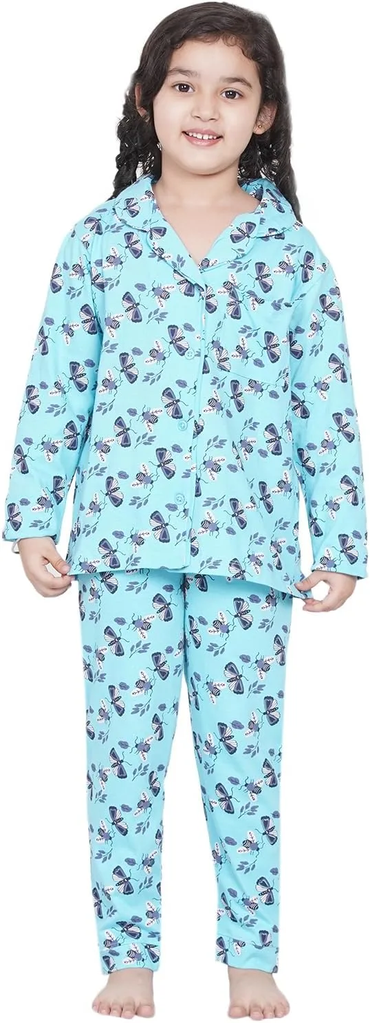 Lauren Smith Girl's Pajama Set Long Sleeve Buttoned Top with pants 2 Piece Printed Sleepwear Cotton Girls Soft Pjs Lounge Set Kids nightwear sets