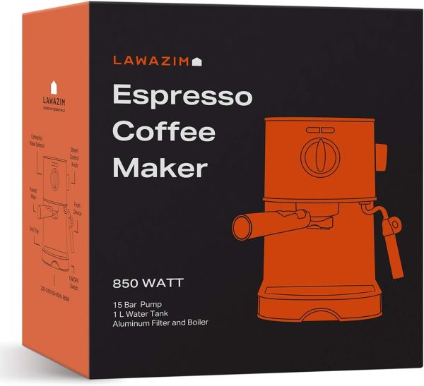 ⁦Lawazim Professional Espresso And Latte Coffee Machine 850 Watt With Milk Frother, Silver, 05-2410-02⁩ - الصورة ⁦7⁩