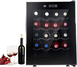FAcoLL 16 Bottle Electric Wine Chiller, Commercial Constant Temperature Wine Refrigerator, Free-Standing Wine Cooler Drinks Fridge, Indoor Red Wine Cabinets with Glass Door