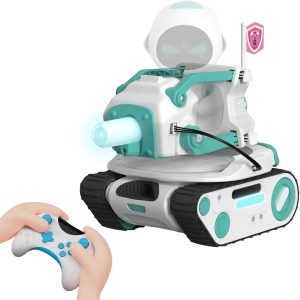 Panxer+Maticontroller - RC Battle Tank Compatible with Eilik Robots Blue/Pink/DQ/Sliver, Crawler Car Toys with LED Lights and 2.4Ghz Remote Control, Single and Multi-Player Mode, Exclude Eilik Robot.