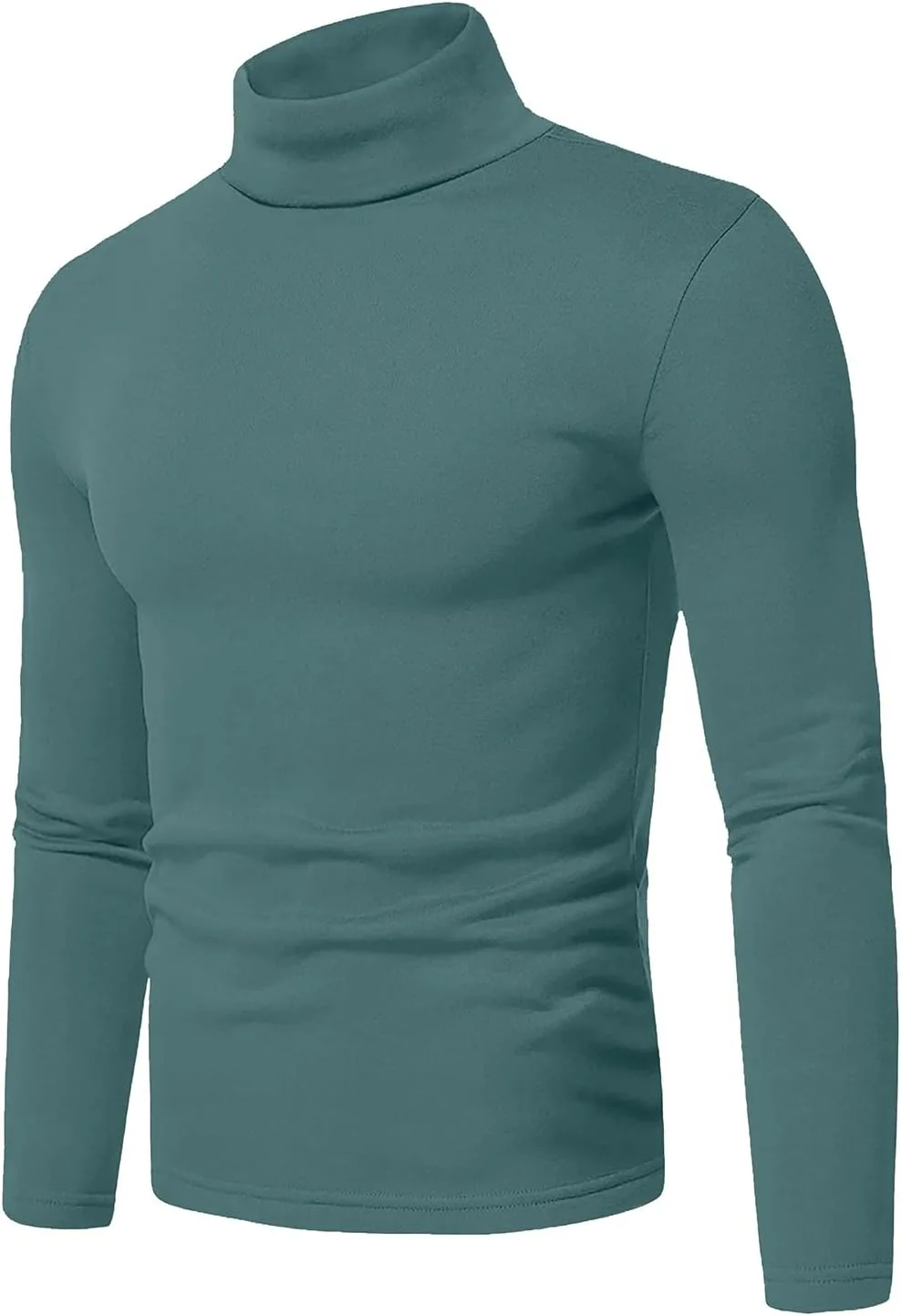 Askdeer Men's Turtleneck Long Sleeve Shirts Thermal Underwear Tops Basic Pullover Sweater Tees, A01 Green, XL