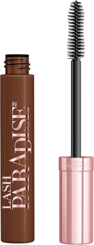 L'Oreal Paris Makeup Voluminous Lash Paradise Mascara, Voluptuous Volume, Intense Length, Feathery Soft Full Lashes, No Flaking, Smudging or Clumping, Latte Brown, 0.28 Fl Oz