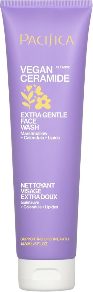 Pacifica Beauty 100% Vegan Ceramide Barrier Repair Extra Gentle Face Wash, Daily Facial Cleanser, Ecezma Association Approved, Safe for Sensitive Skin, Fragrance & Cruelty Free, 5 Fl Oz