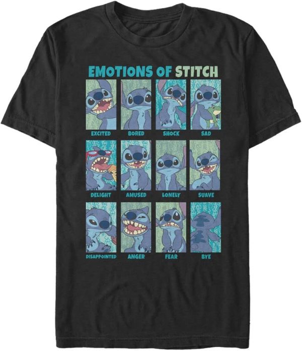 Disney mens Stitch Emotion T-Shirt