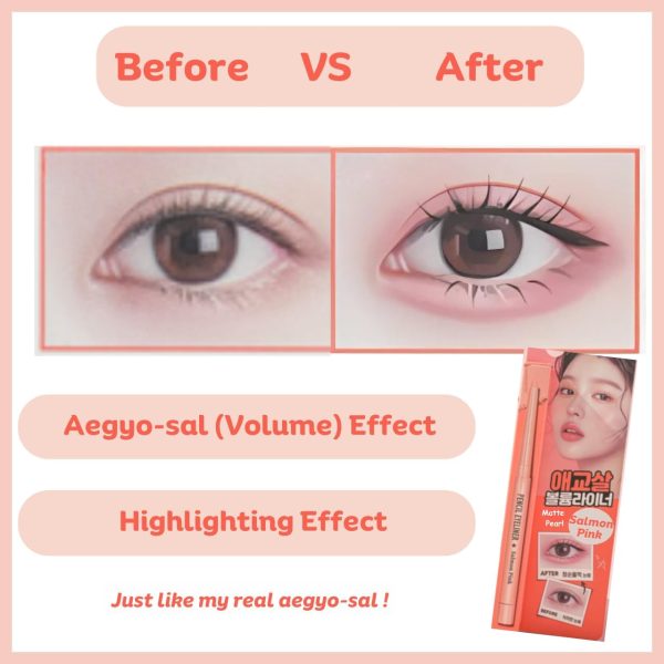 ⁦[thebom] AegyoSal Eyeliner Under-Eye Enhancing Pencil Highlighter Eye Makeup (Pink Rosy+Salmon Pink)⁩ - الصورة ⁦4⁩