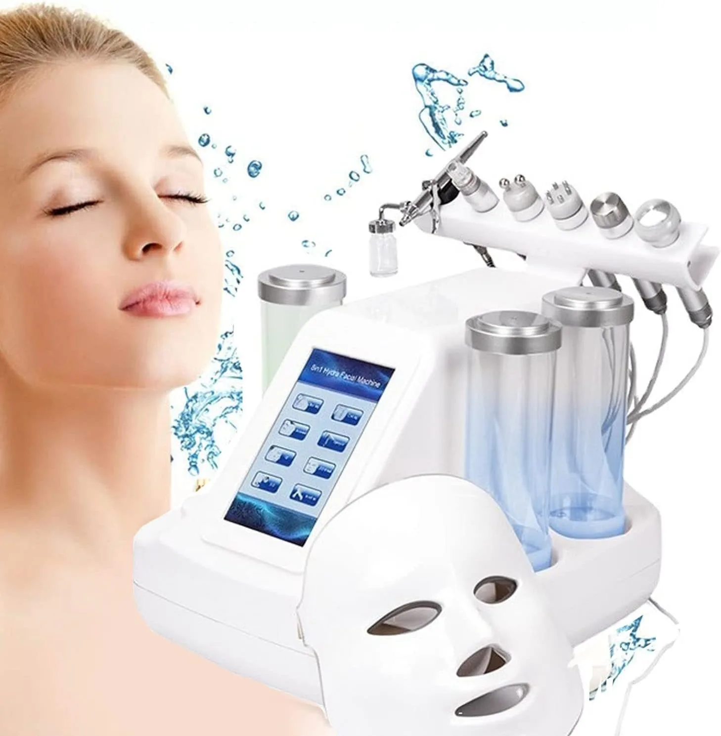 ACDBDYW 8 in 1Hydrogen Oxygen Facial Machine,Bubble Jet Hydrafacial Sprayer Lifting Moisturizing Facial Skin Care Wrinkle Remove Equipment,Whitening Shrink Pores Beauty Salon