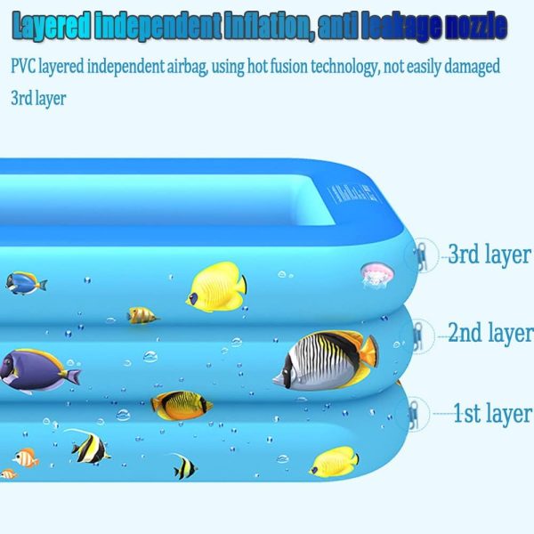 ⁦LinJie Inflammable Pool, Ocean Life Pool For Kid, 130x 85x 50Cm Toddler、 Adult Thickened Family Swimming Pool⁩ - الصورة ⁦5⁩