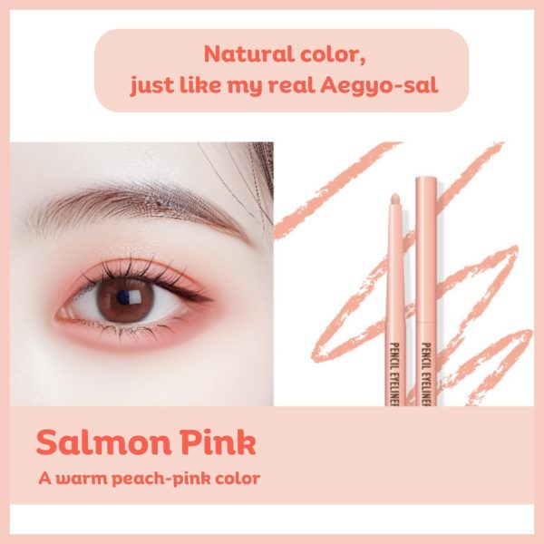⁦[thebom] AegyoSal Eyeliner Under-Eye Enhancing Pencil Highlighter Eye Makeup (Pink Rosy+Salmon Pink)⁩ - الصورة ⁦2⁩