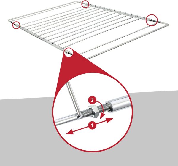 ⁦SPARES2GO Universal Extendable Adjustable Shelf with Locking Arms for All Oven Cooker & Grill (360mm - 590mm)⁩ - الصورة ⁦4⁩