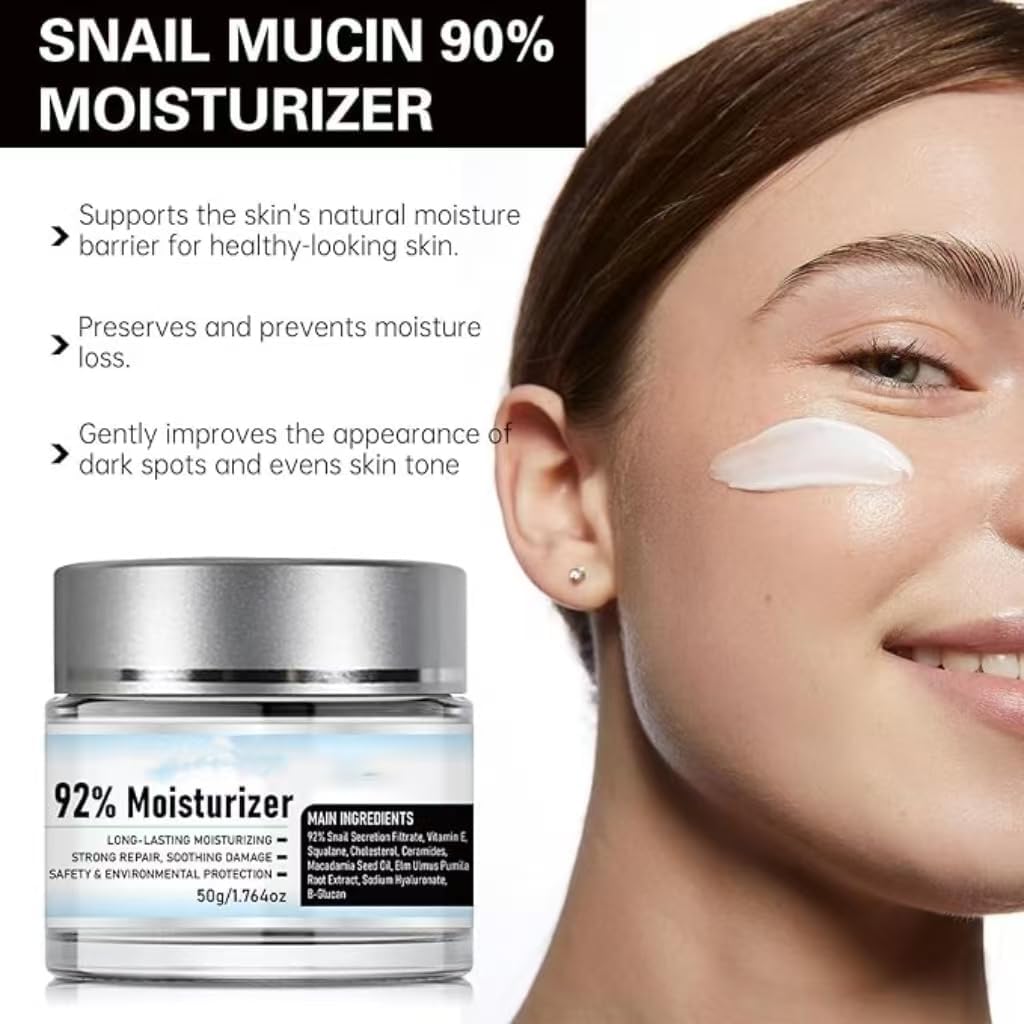 Snail Moisturizer Face Cream - Snail Mucin 92% Moisturizer, Reduce Fine Lines Wrinkles,Long-Lasting Moisturizing, Repair Face Gel Cream For Dry, Mucin Essence Toner, for Anti-Aging, Skin Tightening 7 Snail Moisturizer Face Cream - Snail Mucin 92% Moisturizer, Reduce Fine Lines Wrinkles,Long-Lasting Moisturizing, Repair Face Gel Cream For Dry, Mucin Essence Toner, for Anti-Aging, Skin Tightening - الصورة 7