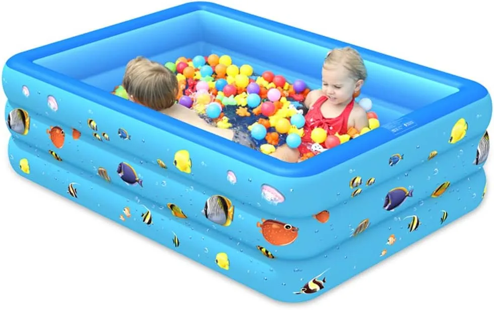 LinJie Inflammable Pool, Ocean Life Pool For Kid, 130x 85x 50Cm Toddler、 Adult Thickened Family Swimming Pool