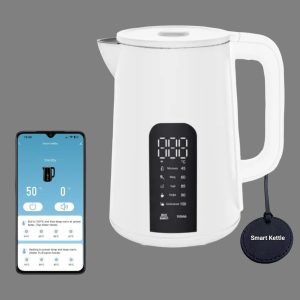 K R M Smart electric water kettle with temperature control and Wifi, 1.7L Heater Instant Hot Water Boiler, Coffee Tea Kettle, Keep Warm 8hr, Auto Shut- Off, Digital Display. غلاية ماء ذكيه (White)