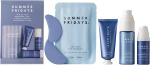 Summer Fridays Jet Lag Essentials Skincare Set - Travel Size Skincare Kit Including Jet Lag Eye Patches, Hydration Mist, Deep Hydration Face Serum & Mask (4 Count)
