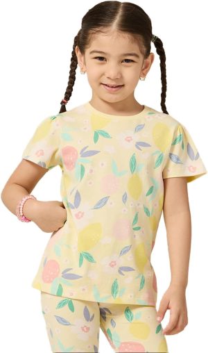 REDTAG Girls Yellow Printed T-shirt
