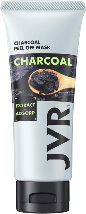 JVR Peel Off Face Mask, Blackhead Remover Mask for Men, Women, 2 IN 1 Charcoal Peel Off Black Mask, Facial Mask Purifying and Deep Cleansing for All Skin Types 2.12 OZ