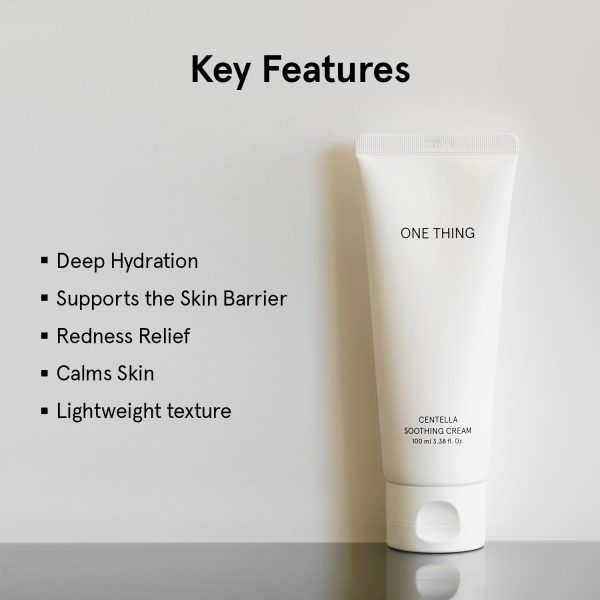 ⁦ONE THING Centella Soothing Cream 3.38 Fl Oz | CICA Beta Glucan Hydrating Calming Facial Vegan Moisturizer for All, Sensitive Skin Types, Barrier Redness Irritation Relief | Korean Skin Care⁩ - الصورة ⁦3⁩