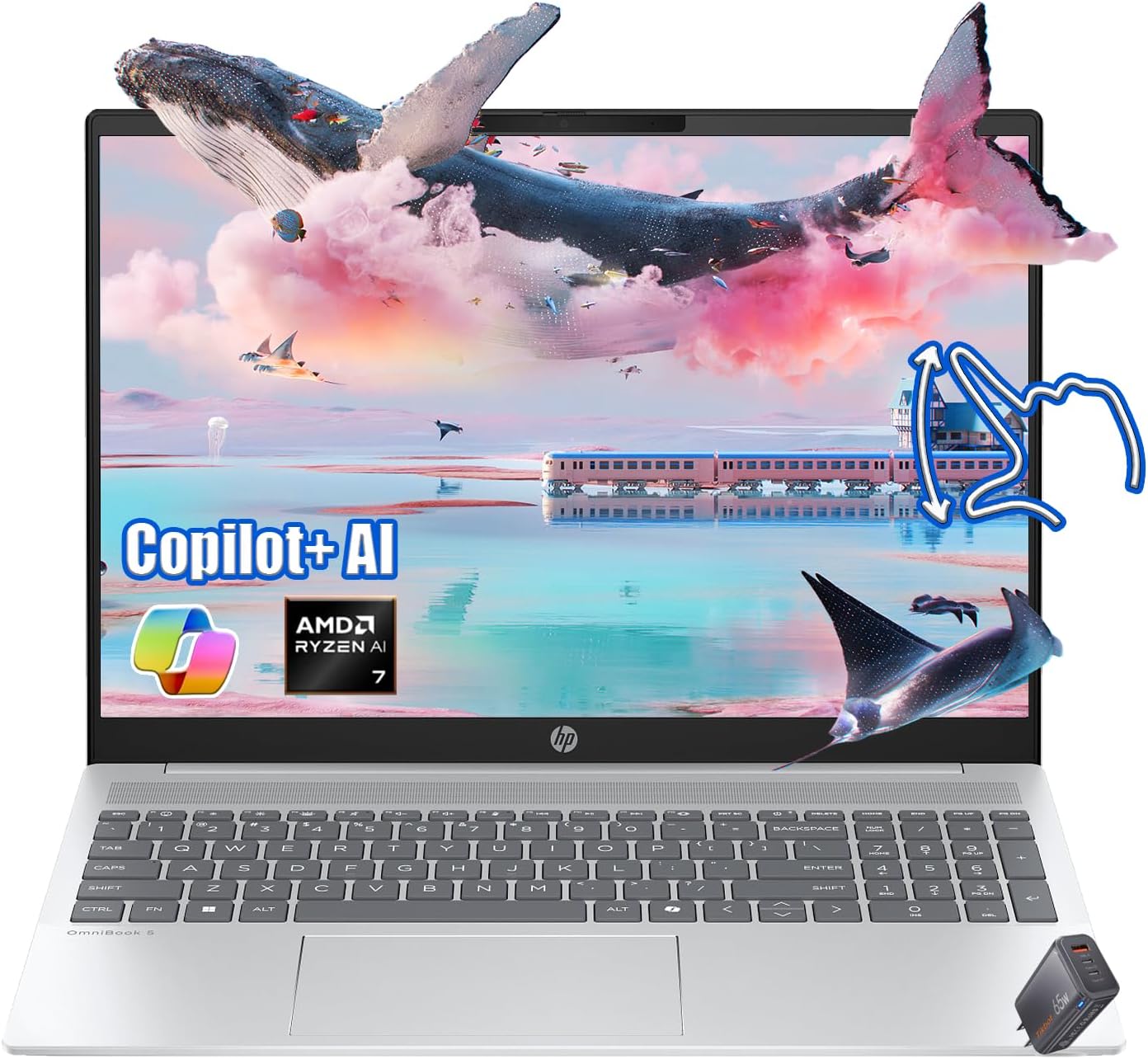 HP Omnibook 5 16" - 2025 AI Touch Laptop - 32GB LPDDR5xRAM- 2TB SSD - AMD Ryzen AI 7 350-2K (1920 x 1200) - Backlit KB - FHD Camera - Win 11 Pro - Charger 1 HP Omnibook 5 16" - 2025 AI Touch Laptop - 32GB LPDDR5xRAM- 2TB SSD - AMD Ryzen AI 7 350-2K (1920 x 1200) - Backlit KB - FHD Camera - Win 11 Pro - Charger