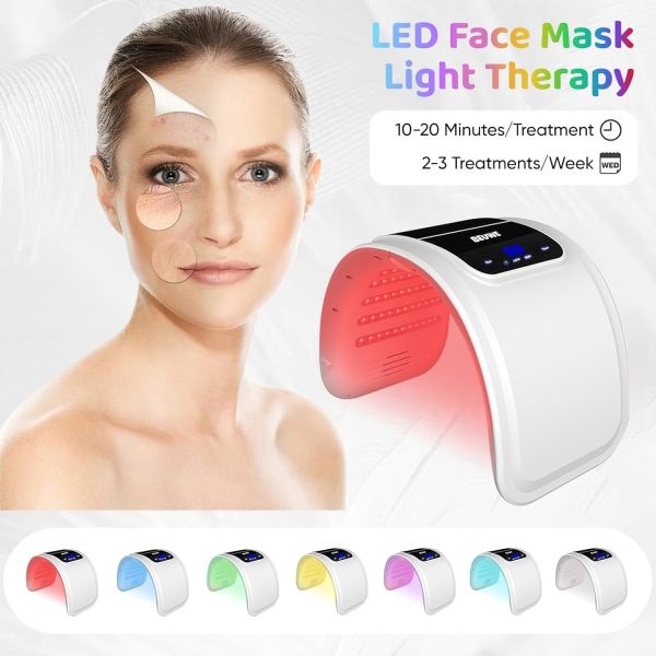 ⁦Beuwe Red-Light-Therapy-for-Face，Led Face Mask Light Therapy Red & Blue Rejuvenation Tool SPA Equipment Led Neck Body Hand Mask for Skincare at Home⁩ - الصورة ⁦7⁩
