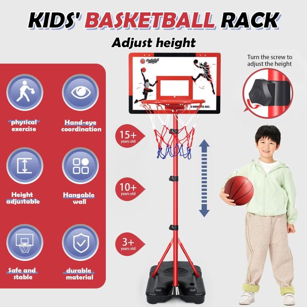 ⁦Basketball Hoop Stand, Adjustable Height Basketball Hoop for Toddler, for Kids and Adults in Outdoor/Indoor, Easily Assemb for Home Use, Boy Girl Birthday Gift⁩ - الصورة ⁦2⁩