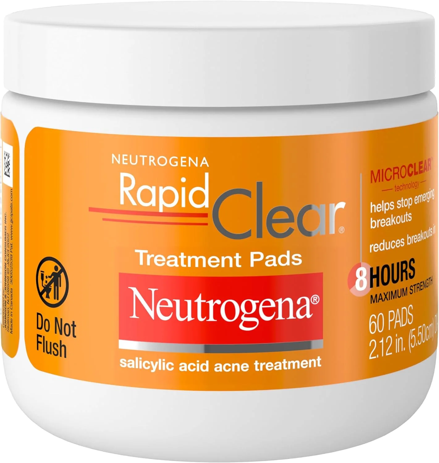 Neutrogena Rapid Clear Acne Face Pads with Salicylic Acid Acne Treatment Medicine to Fight Face Breakouts, Oil Free Pads with Maximum Strength Salicylic Acid Acne Medicine, 60 ct