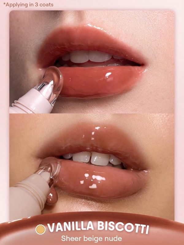⁦SHEGLAM Crystal Glaze Moisturising Lip Gloss Hydrating Jelly Long Lasting Waterproof Plumping Lip Gloss Vanilla Biscotti⁩ - الصورة ⁦2⁩