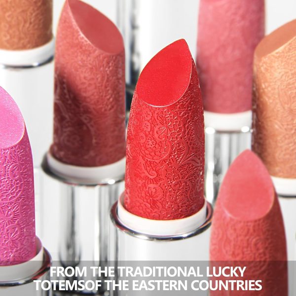 ⁦Anglicolor Metallic Glitter Lipstick,Lipstick Highly Pigmented,Glitter lipstick Long-Lasting Moisturising,Velvety smooth application,Creamy sculpted design lipstick. (#10-4)⁩ - الصورة ⁦3⁩