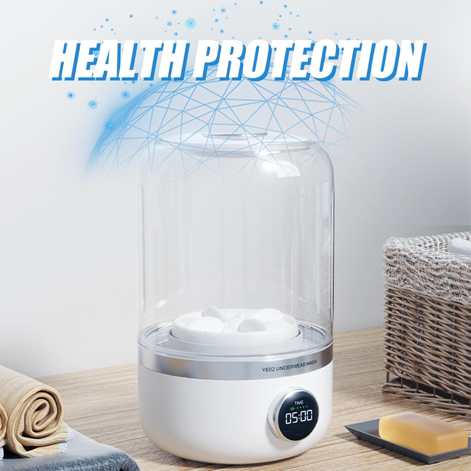 Mini Portable Washing Machine,1.2L Compact Washer for Small Loads,Ideal for Washing Underwear,Socks,and Delicates,Perfect for Apartments,Hotels,Travel,Energy Efficient,Space-Saving,Easy to Use(White) 3 Mini Portable Washing Machine,1.2L Compact Washer for Small Loads,Ideal for Washing Underwear,Socks,and Delicates,Perfect for Apartments,Hotels,Travel,Energy Efficient,Space-Saving,Easy to Use(White) - الصورة 3