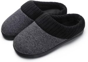 SincereWay Women's Slippers Comfy Coral Fleece Lined Knitted Fabric Cozy Soft Slipper Slip On Memory Foam Home Shoes Indoor Outdoor