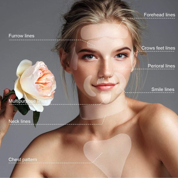 ⁦Tazweeq Face Wrinkle Patches, 18 Pieces Reusable Facial Chest Neck Silicone Pad Set, Fine Lines & Chin Wrinkles, Anti Wrinkle Facial Patches for Women⁩ - الصورة ⁦2⁩