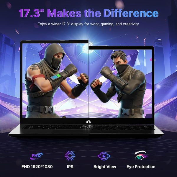 ⁦17.3” Gaming-Laptop, AI 9 8945HS (>i9-13900H), 32GB RAM 1TB SSD,USB-C 4.0 AI Copilot Ready, VR Support, 100W PD Fast Charge, Backlit Keyboard, Fingerprint Unlock, for Gaming/Student/Office/Business⁩ - الصورة ⁦4⁩