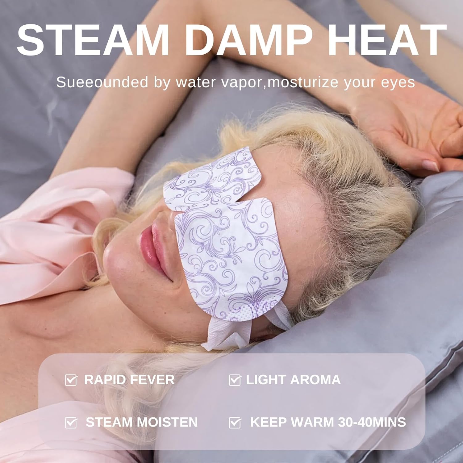 Steam Eye Mask, 10Pcs Heated Eye Mask Warm Compress for Eyes, Disposable Self Heating Eye Mask for Sleep, Travel Essentials and Relaxation Gifts for Women (Lavender) 3 Steam Eye Mask, 10Pcs Heated Eye Mask Warm Compress for Eyes, Disposable Self Heating Eye Mask for Sleep, Travel Essentials and Relaxation Gifts for Women (Lavender) - الصورة 3