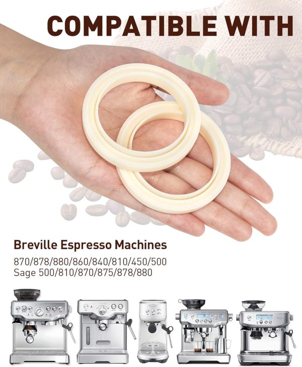 ⁦54mm Silicone Steam Ring, 2PCS Grouphead Gasket Replacement Accessories, No BPA Silicone Gasket Seal, for Breville Espresso Machine 878/870/860/840/810/500/450/ Sage 500/870/875/880/810/878⁩ - الصورة ⁦4⁩
