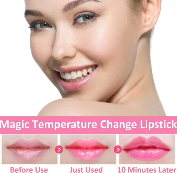 ⁦2 Pcs Crystal Flower Jelly Lipstick, Magic Color Changing, PH Clear Temperature Lip Gloss and Balm, Long Lasting Nourishing Moisturizing Lip Stick⁩ - الصورة ⁦4⁩