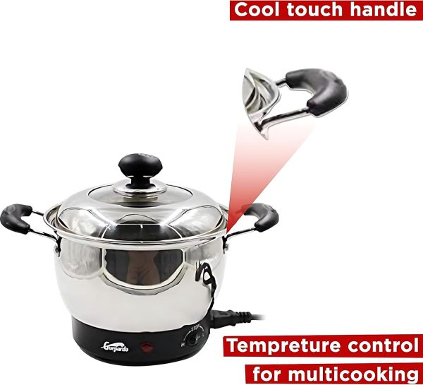 ⁦Biki Electric Egg Boiler, 600W, Soft-Steamed Eggs, Vegetables and Dumplings, Stainless Steel Tray, 5-Eggs Capacity, Silver 2 Year Warranty | قدر كهربائي لطهي البيض من الاستانلس بقوة 600 واط⁩ - الصورة ⁦4⁩