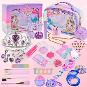 SCIENISH Kids Children's Makeup Set,Girls Makeup Kit for Girls Princess Make Up Box Nontoxic Cosmetics Kit Toys Pretend Play Makeup (Purple)