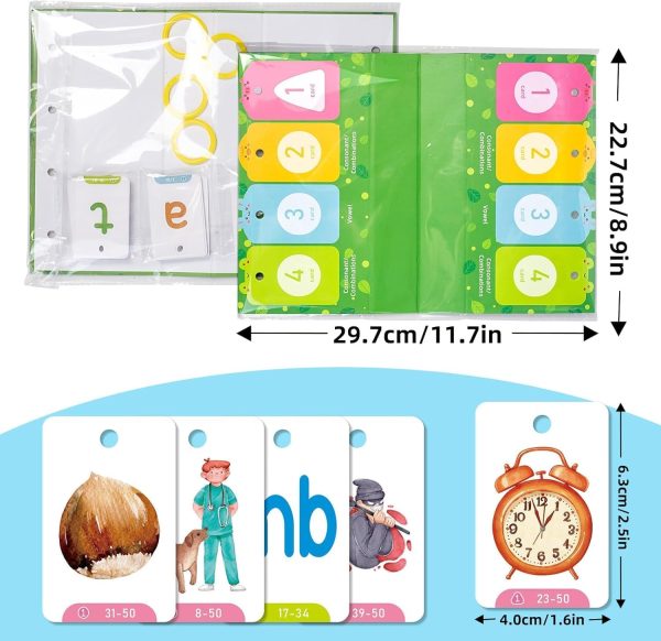 ⁦NALACAL CVC Word Flip Chart, CVC Words Builder Game, Phonics Flash Cards, Sight Words Games Activity Educational Learning Tool for School Supplies, Special Education, Speech Therapy（129Pcs）⁩ - الصورة ⁦4⁩