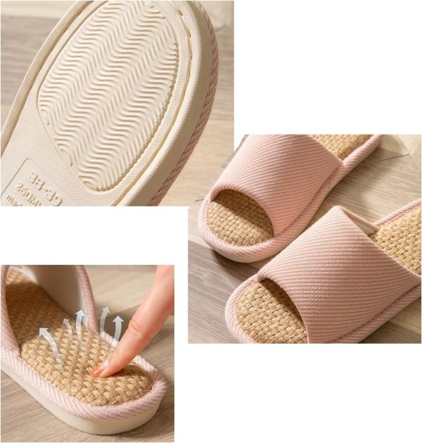 ⁦HAOLIHAO Summer Slippers Cloth Slippers Linen Slippers Indoor Slippers for Men and Women Air-conditioned Slippers⁩ - الصورة ⁦3⁩