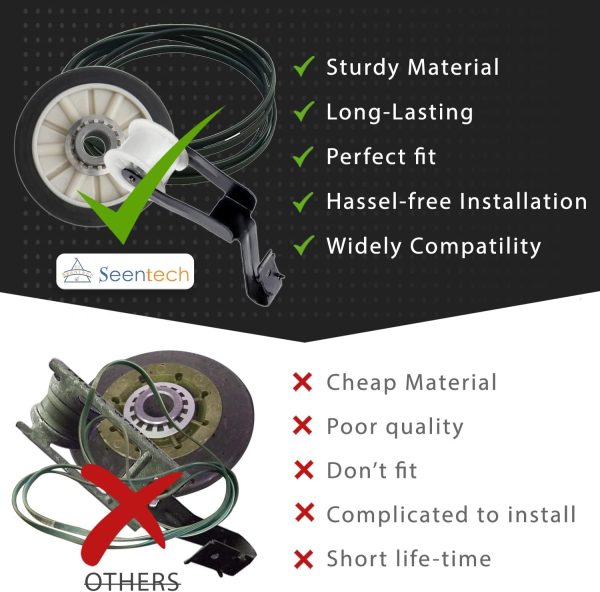 ⁦Seentech 4392065 Dryer Repair Kit with 349241T Drum Roller Kit, 691366 Idler Pulley 341241 Belt by - Exact fit for Whirlpool & Kenmore Dryers - Replaces AP3131942 AP3098345 AP6010582 WP691366⁩ - الصورة ⁦4⁩