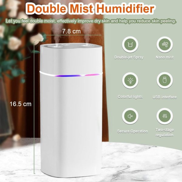⁦X spring Air Humidifier, 600ML Quiet Humidifiers for Bedroom, USB Personal Desktop Humidifier, Portable Cool Mist Humidifier with Colorful Mood Lights, Auto Shut-Off Humidifiers for Office, Bedroom⁩ - الصورة ⁦6⁩