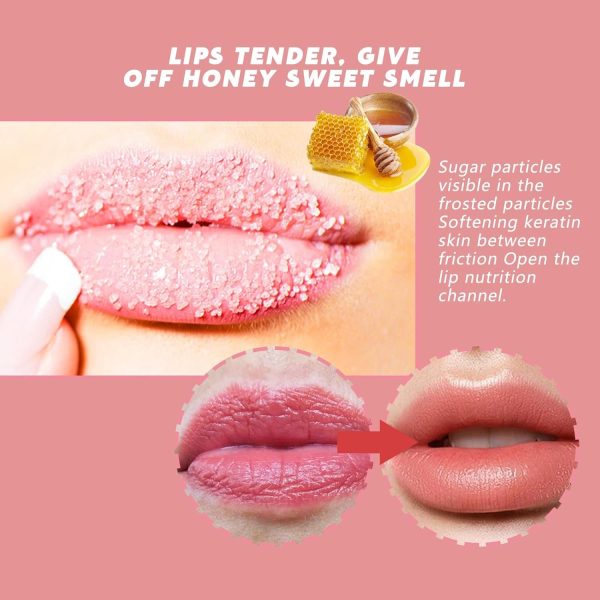 ⁦NALACAL Lip Scrub Exfoliator and Moisturizer, Natural Lip Care for Dry and Cracked Lips, Peach Sugar Lip Scrub for Hydration and Smoothness, Gentle Lip Care with Lip Brush⁩ - الصورة ⁦2⁩
