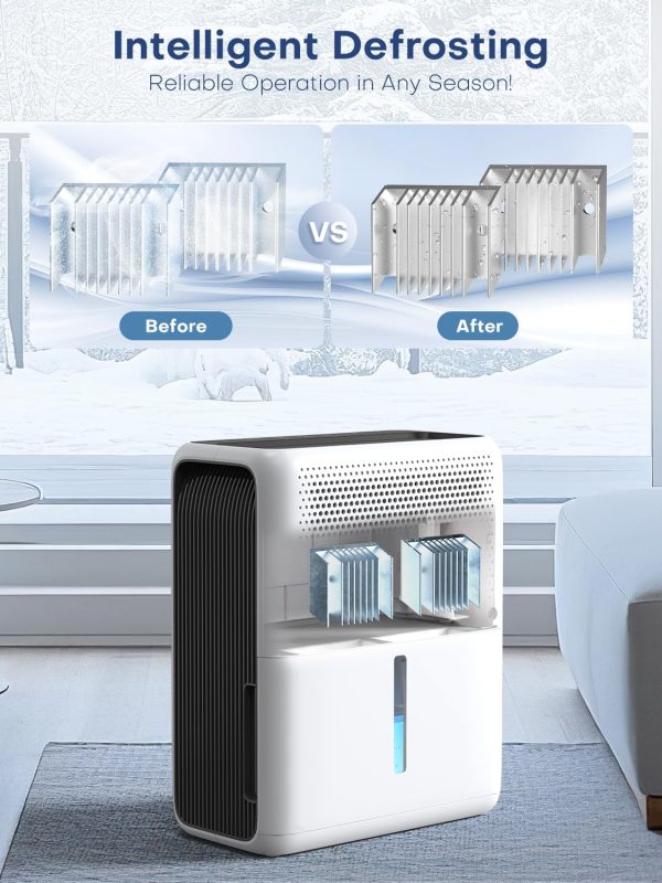 ⁦CONOPUPlus Dehumidifier 3000ML, Home Mould Dehumidifier for 20㎡, Sleep Mode 30 dB, Timer 6-24H, Automatic Defrost, 1.3 kWh, Portable Dehumidifier for Bedroom, Bathroom, Kitchen⁩ - الصورة ⁦8⁩