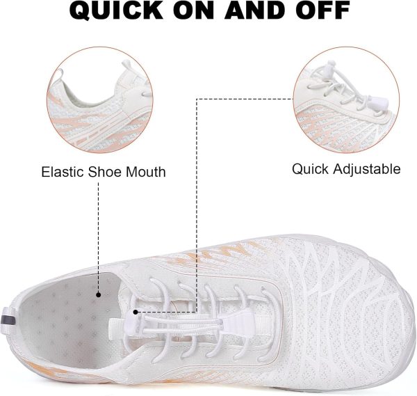 ⁦KASTWAVE Hike Barefoot Shoes for Women Water Shoes with Toe Box Non-Slip Zero Drop Hiking Footwear Breathable Outdoor Trail Running Shoe Elastic Lock Buckle for Aquatic Adventures, 39 EU Wide⁩ - الصورة ⁦5⁩