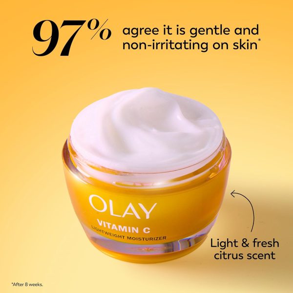 ⁦Olay Vitamin C Face Moisturizer, Brightening Cream for Women, Trial Size, Evens Tone, Dark Spot & Hyperpigmentation Reduction, Glowing Skin Care - Niaciniamide, Lactic Acid, 0.5 Oz⁩ - الصورة ⁦9⁩