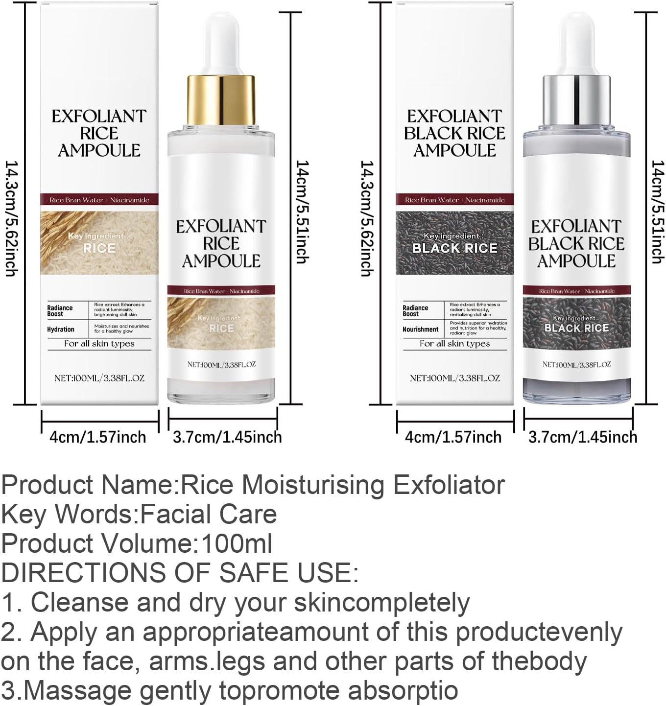 Black and White Rice Face Exfoliantor, Black and White Rice Peeling Ampoule, Rice Exfoliant, Soft Exfoliating Face Exfoliator, Hydrating Formula for All Skin Types 8 Black and White Rice Face Exfoliantor, Black and White Rice Peeling Ampoule, Rice Exfoliant, Soft Exfoliating Face Exfoliator, Hydrating Formula for All Skin Types - الصورة 8