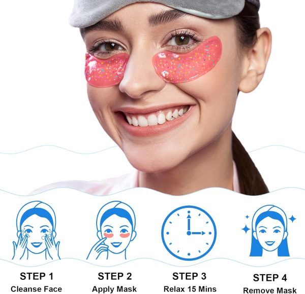 ⁦ALIVER Eye Gels with Natural Marine Collagen Hyaluronic & Pearl Under Eye Patches (12 Pcs), Under Eye Masks for Puffy Eyes & Dark Circles & Eye Bags, Face Moisturizer Treatment, Reduce Wrinkles⁩ - الصورة ⁦5⁩